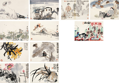关玉良 陈永锵 纪连彬 等 乙亥（1995年）作；甲戌（1994年）作；辛未（1991年）作 小品集锦 镜心