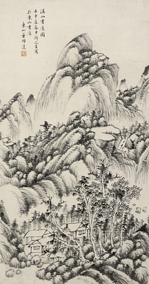 董邦达 （款） 壬申（1752年）作 溪山书屋图 立轴