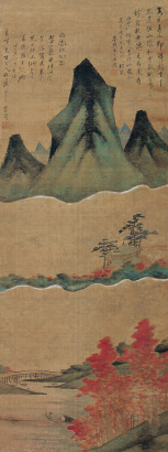 潘恭寿 （款） 白云红树图 立轴