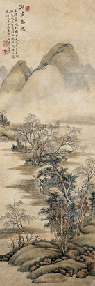 方士庶 （款） 甲子（1744年）作 湖庄春晓 镜心