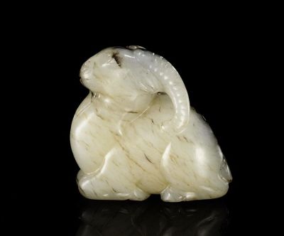 SONG DYNASTY A SMALL JADE CARVING OF A RAM
