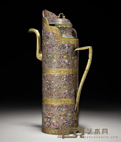 18TH CENTURY A LARGE CLOISONNÉ ENAMEL TIBETAN-STYLE EWER AND COVER，DUOMUHU 高45.8cm