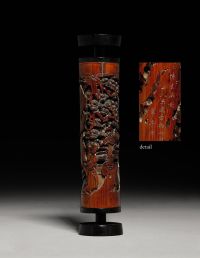KANGXI/YONGZHENG PERIOD A FINELY CARVED，SIGNED，AND DATED BAMBOO PARFUMIER
