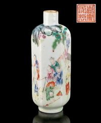 THE PERIOD 1796-1820 A FAMILLE ROSE HEXAGONAL SNUFF BOTTLE