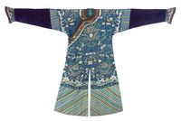 19TH CENTURY A KESI CHIFU OR FORMAL COURT ROBE AND A FURTHER APRON SKIRT