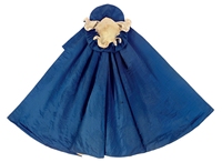 A CAPE OF BLUE SILK DAMASK