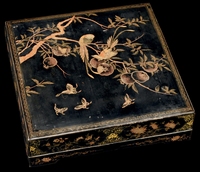 18TH CENTURY A LARGE BLACK，RED AND GILT LACQUER BOX AND COVER