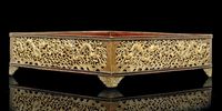 18TH CENTURY A WOOD AND GILT COPPER SCHOLARS TRAY