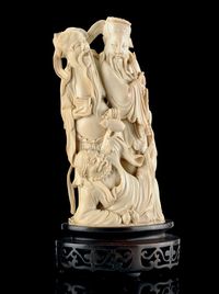 19TH CENTURY AN IVORY FIGURAL GROUP