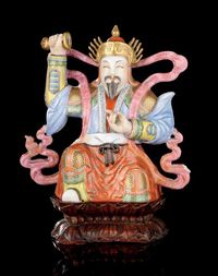 QIANLONG/JIAQING PERIOD A FAMILLE ROSE MODEL OF VIRUDHAKA