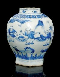 MID-17TH CENTURY A BLUE AND WHITE HEXAGONAL JARLET