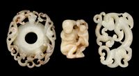 18TH CENTURY THREE JADE CARVINGS