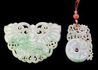 20TH CENTURY TWO JADEITE CARVINGS