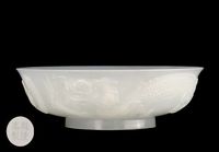 A WHITE JADE CARVED BOWL