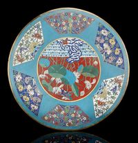 19TH CENTURY A CLOISONN? ENAMEL CIRCULAR PLAQUE EARLY 19TH CENTURY