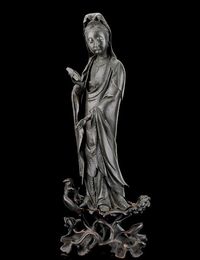 MING DYNASTY A BRONZE FIGURE OF GUANYIN