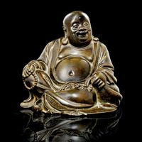 MING DYNASTY A BRONZE FIGURE OF BUDAI