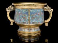 18TH CENTURY A LARGE CLOISONN? ENAMEL AND GILT BRONZE CENSER