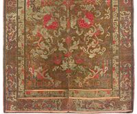 19TH CENTURY A TABLE CARPET OF FAWN VOIDED VELVET