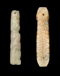 10TH-5TH CENTURY TWO PALE CELADON JADE CARVINGS