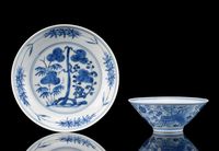 KANGXI PERIOD TWO BLUE AND WHITE DISHES