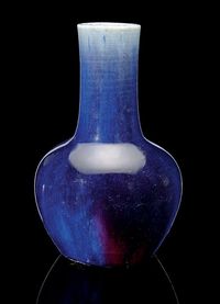 19TH CENTURY A BLUE FLAMB? VASE