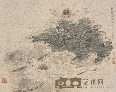 江宏伟 2003年作 藕花堂上雨霏霏 镜心 40×50cm