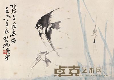 黄独峰 1978年作 神仙鱼 立轴 38×54cm
