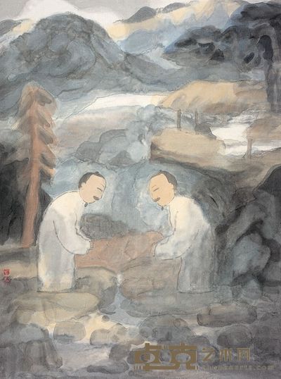 田黎明 人物 镜心 46.5×34.5cm