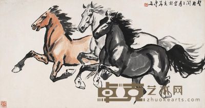 尹瘦石 癸酉（1993年）作 奔马 横幅 96×181cm
