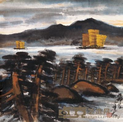 林风眠 双帆图 镜心 42×42cm