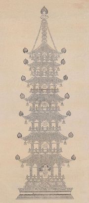 允禧 乙卯（1735年）作 金刚经塔 镜心