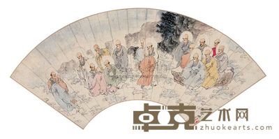 胡也佛 神仙图 镜心 18×51cm
