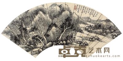 钱镜塘 丙戌(1946)年作 仿古山水 镜心 18×51cm
