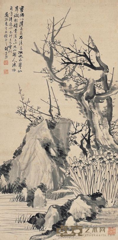 胡公寿 己卯（1879年）作 双清 立轴 134×66cm