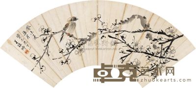 王瑶卿 癸未（1943年）作 花卉小鸟 镜心 48×17cm