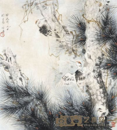 卢坤峰松鸟 72×66cm