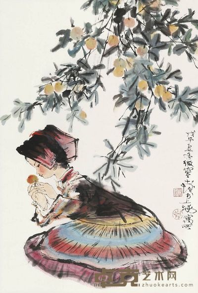 程十发采果图 66×45cm
