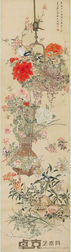 沈铨花卉 156×45cm