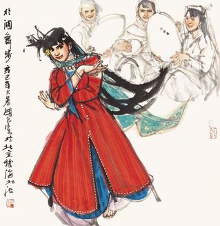 史国良 2001年作 舞步 镜心
