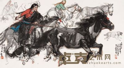 史国良 1981年作 人物 镜心 92×168cm