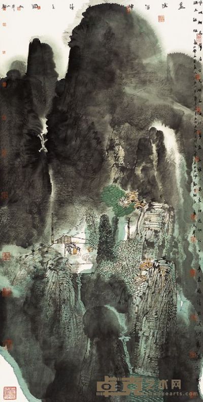卢禹舜 2005年作 金陵诗意图 立轴 137×69cm