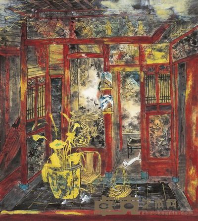 方向 2003年作 庭院春深 镜心 77×69cm