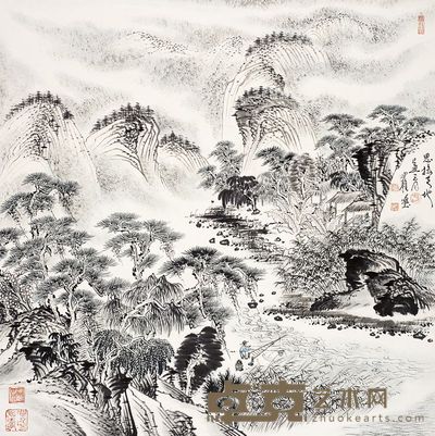 沈明权 2009年作 思接天地 镜心 68×68.5cm