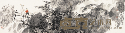 王明明 1990年作 松下问童子 横披 47×178cm
