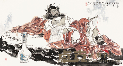 韩国臻 1995年作 鍾馗仗剑图 镜心 96×176cm