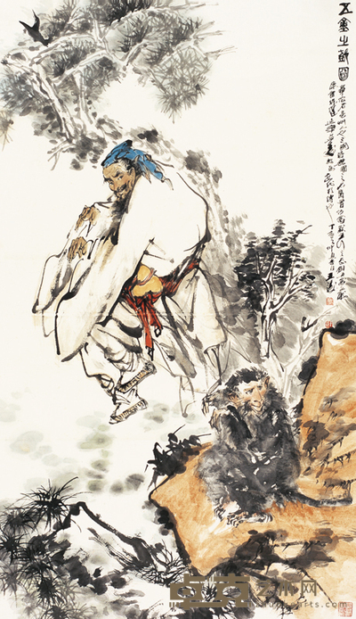 王涛 2007年作 五禽之戏图 镜心 208×120cm