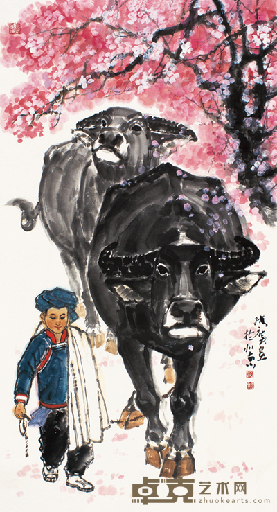 张广 牧牛图 镜心 180×96cm