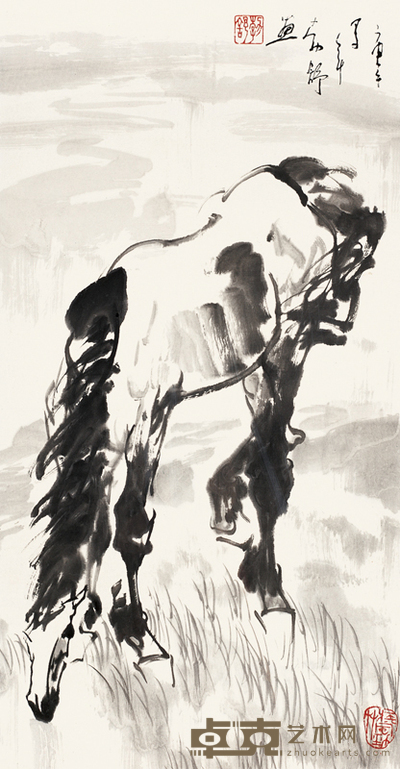 刘勃舒 1990年作 马 镜心 77×40cm