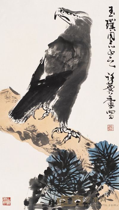 许麟庐 松鹰图 镜心 101×58cm